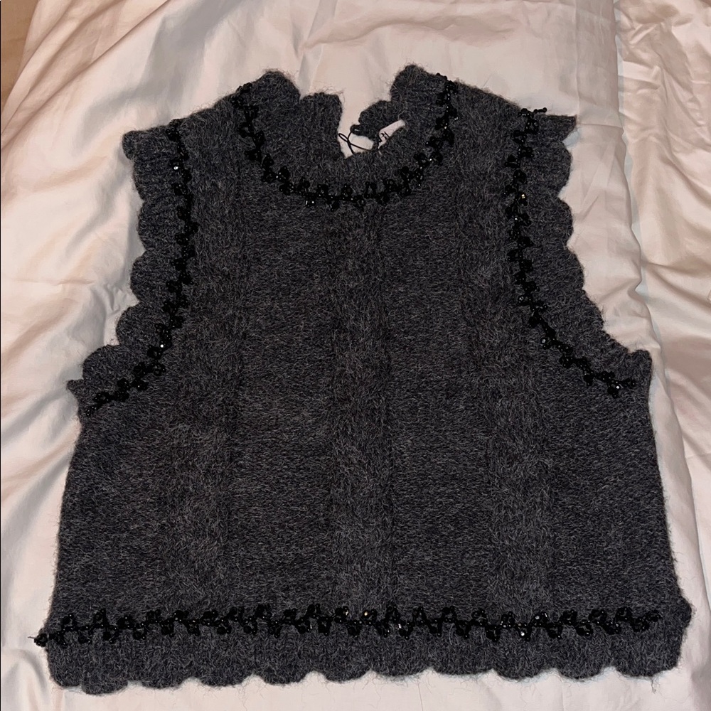 Zara Gray Sweater with Black Trim